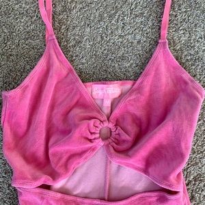 Sugarthrillz Pink Velvet Retro Jumpsuit